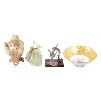 Lot 80 - Austrian ceramic figural centre bowl, Victorian teaset, etc