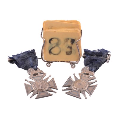 Lot 230 - Two Victorian silver School Boy Boxing medals and a desk calendar