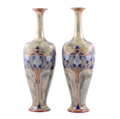 Lot 58 - Pair of Royal Doulton stoneware vases by Francis Pope