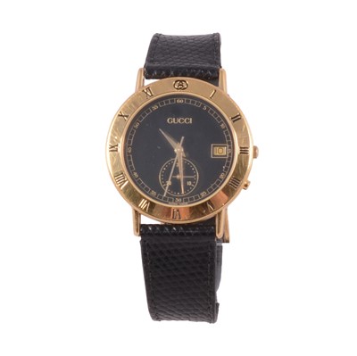 Lot 456 - Gucci - a 3800M chronograph gold-plated quartz wristwatch.