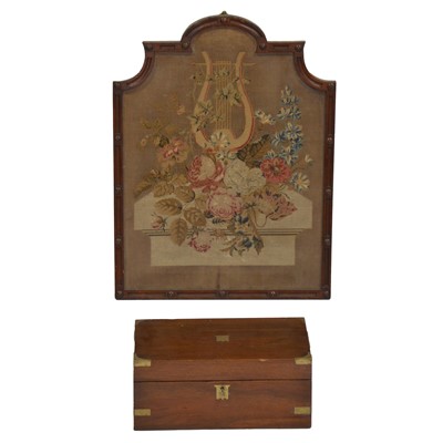 Lot 531 - Victorian mahogany writing slope, and a petit-point fire screen panel