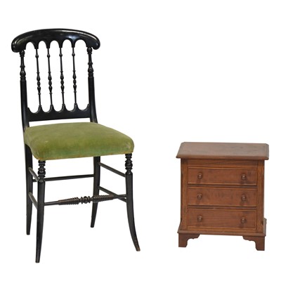 Lot 455 - Apprentice type mahogany chest and a Victorian bedroom chair