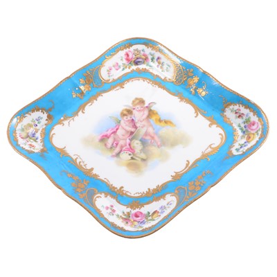 Lot 65 - Sevres style lozenge-shape dressing table tray
