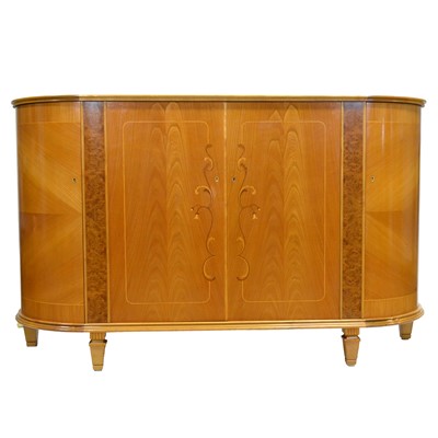 Lot 374 - Scandinavian Art Deco elm and burr walnut sideboard