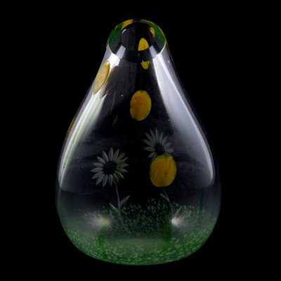 Lot 74 - Art glass vase with flowers, possibly Scandinavian