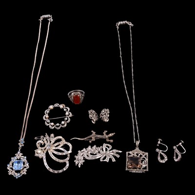 Lot 485 - A collection of vintage gemset and paste set jewellery.