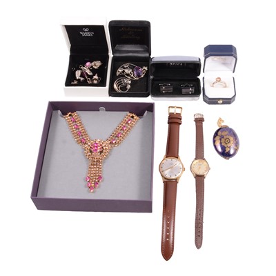 Lot 511 - A collection of silver and costume jewellery, and three wristwatches.
