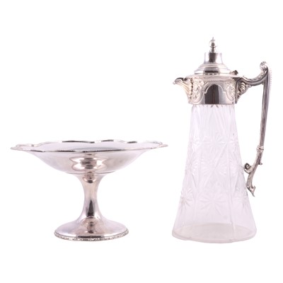 Lot 296 - Edwardian cut glass claret jug and a silver plated comport