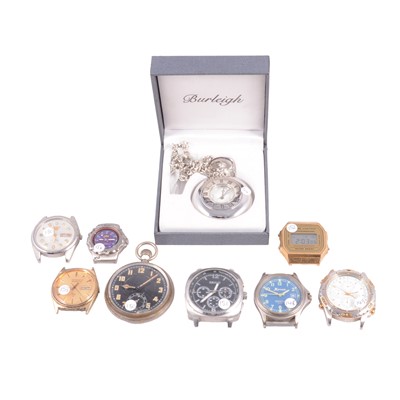 Lot 285a - Two pocket watches and seven wristwatches without straps or bracelets.