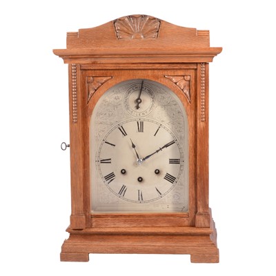 Lot 151 - Late 19th Cenruty oak mantel clock