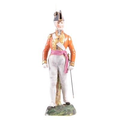 Lot 71 - Dresden porcelain figure, after Carl Thieme, Grenadier Guards, Officer Guard Order