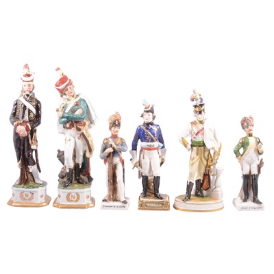 Lot 57 - Collection of fifteen Continental porcelain military figurines