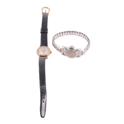 Lot 454 - Omega, Jaeger-leCoultre - two lady's manual wind wristwatches.