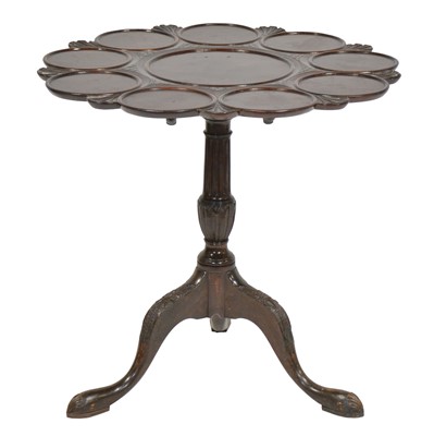 Lot 366 - Chippendale style stained mahogany pedestal supper table