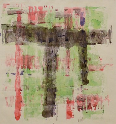 Lot 226 - William Gear (Scottish, 1915-1997), Untitled abstract (black, green, red)