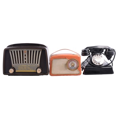 Lot 117 - Bakelite cased Philips radio, and two other vintage radios