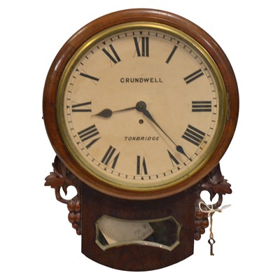 Lot 329 - Victorian mahogany wall clock, signed Grundwell, Tunbridge