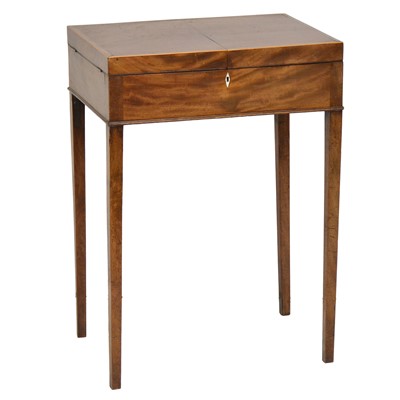 Lot 338 - George III mahogany dressing table, flap-over top