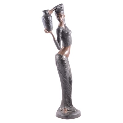 Lot 226 - Patinated bronzed figure of a tall African lady carrying an amphora