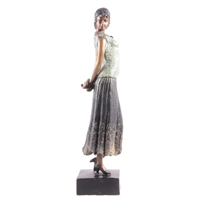 Lot 225 - Art Deco style patinated metal figure of a lady