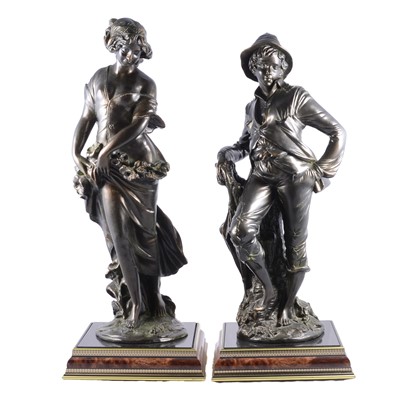 Lot 149 - Pair of patinated metal figures, late 20th century