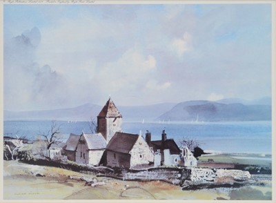 Lot 310 - John Archbould, Welsh valley landscape, and various prints
