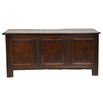 Lot 393 - Joined oak coffer, 18th Century