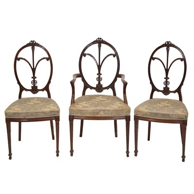 Lot 369 - Set of five Edwardian mahogany dining chairs