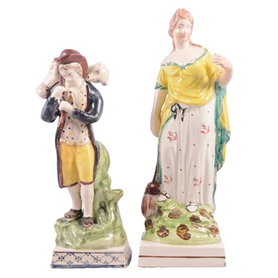 Lot 111 - Two Staffordshire figures, The Lost Coin and The Lost Sheep