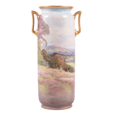 Lot 53 - J Hancock for Doulton Burslem, a twin-handled cabinet vase