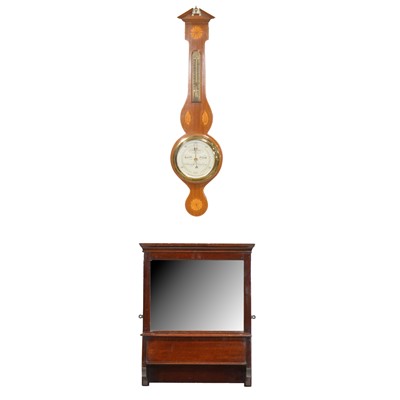 Lot 432 - Edwardian hall mirror and a barometer