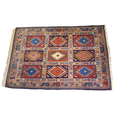 Lot 545 - Caucasian style rug, nine panel field, each...