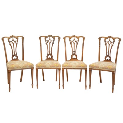 Lot 367 - Set of four Edwardian bleached rosewood salon chairs