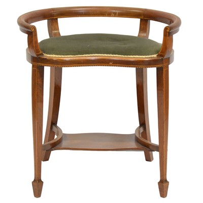 Lot 411 - Edwardian inlaid mahogany kidney-shape dressing table chair