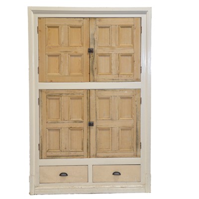 Lot 440 - Painted and part-stripped pine housekeeper's cupboard