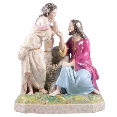 Lot 14 - Large Staffordshire group, Christ and the Woman of Samaria