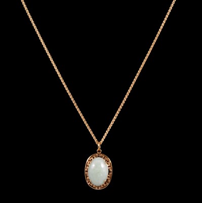Lot 270 - A jadeite pendant on a chain.
