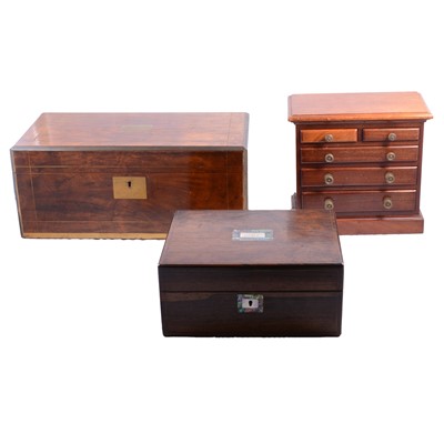 Lot 154 - Victorian writing box, rosewood box and small chest of drawers