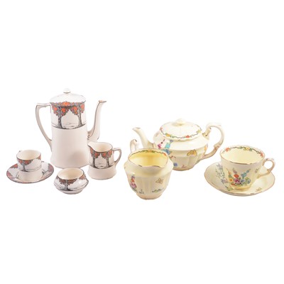 Lot 40 - Crown Ducal Orange Tree Coffee Set, and a Crown Staffordshire Hollyhock Tea Set