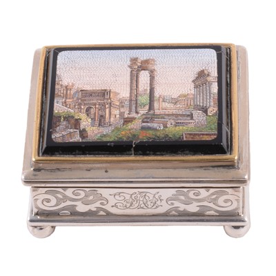 Lot 114 - Silver box, micromosaic lid