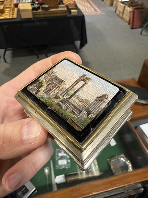 Lot 114 - Silver box, micromosaic lid