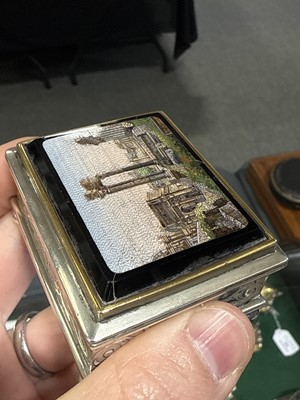 Lot 114 - Silver box, micromosaic lid