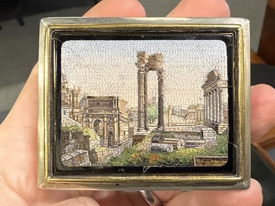 Lot 114 - Silver box, micromosaic lid