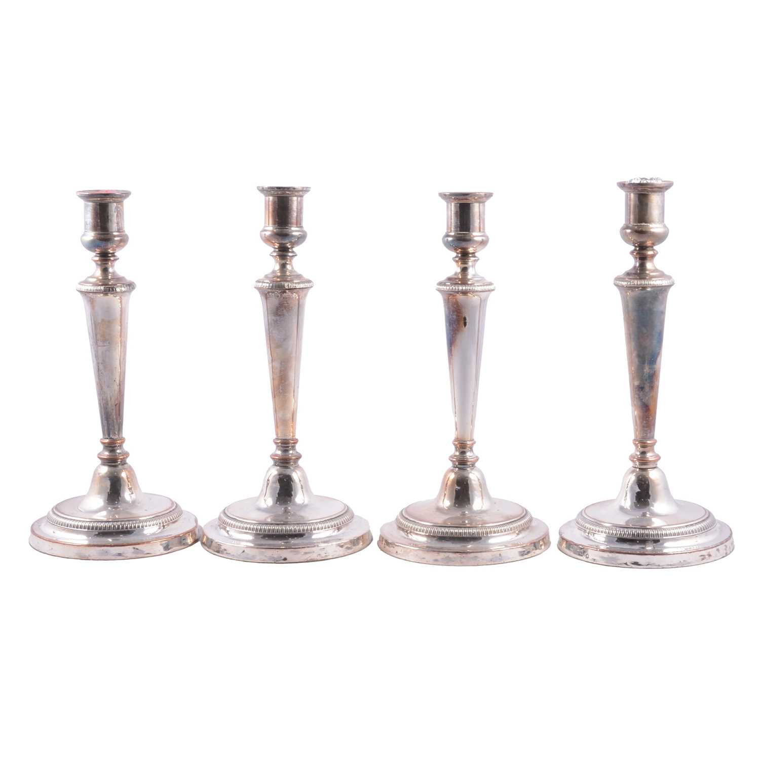Lot 128 - Set of four Old Sheffield Plate candlesticks