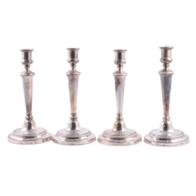 Lot 128 - Set of four Old Sheffield Plate candlesticks