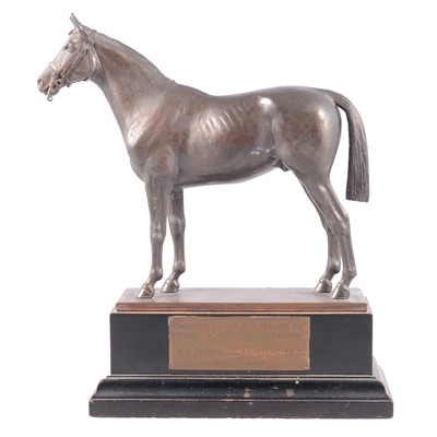 Lot 82 - Patinated bronze presentation horse
