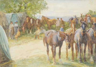Lot 234 - John Atkinson, Appleby Fair 1919, and another watercolour