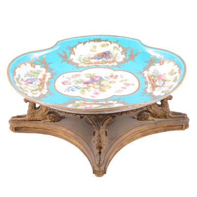 Lot 21 - French porcelain and ormolu mounted tazza