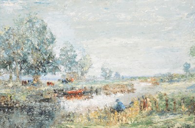 Lot 241 - Nairne Tate, Landscape with a figure seated by a river