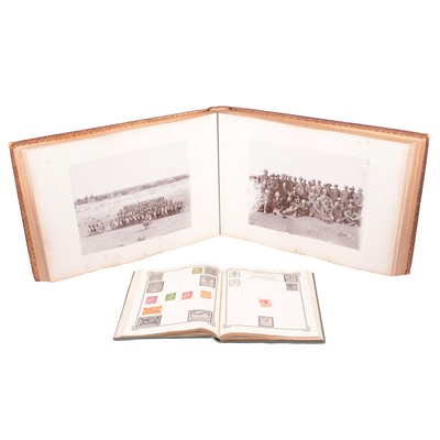Lot 206 - Boer War photograph album, stamp album, carvings, etc.
